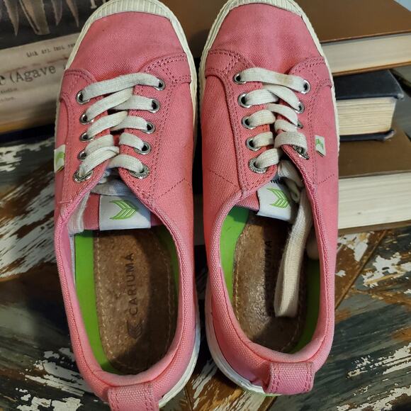 Cariuma OCA Low Pink Lemonade Canvas Sneaker Vegan Sustainable US W7 - Picture 9 of 11
